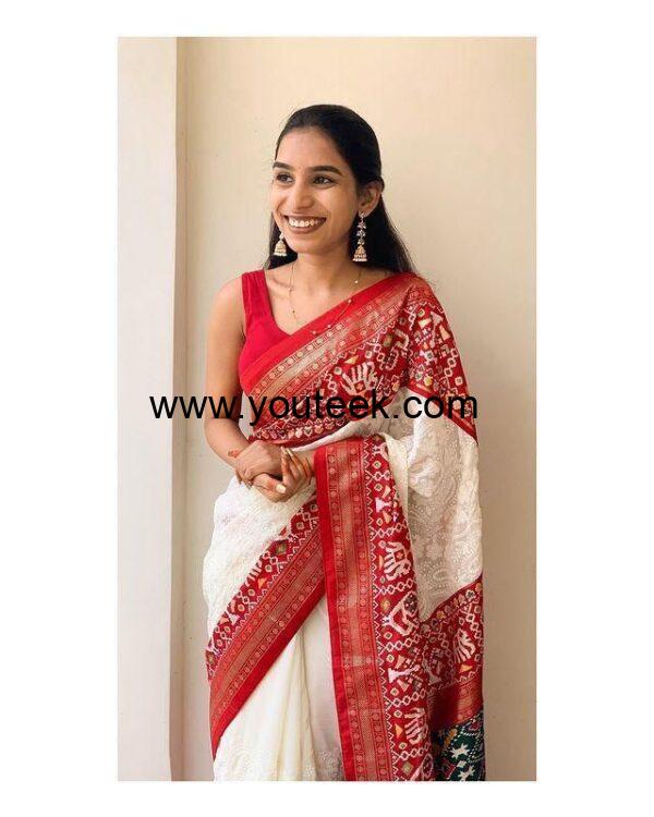 Georgette chikankari lucknowi embroidered saree