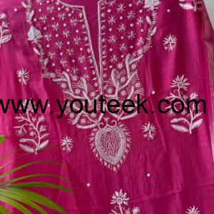 Buy Mul Chanderi Chikankari Kurta Set Online