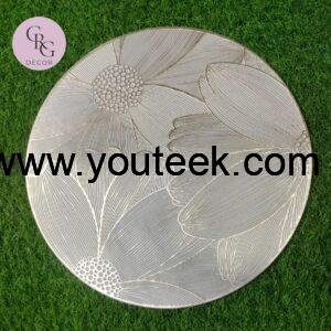 Premium floral placemats set of 6 with metallic blooms