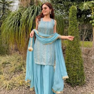 designer party wear palazzo set with dupatta
