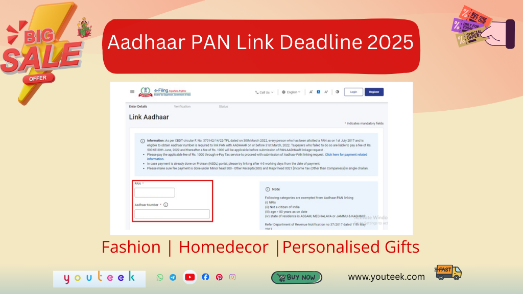 Aadhaar PAN Link Deadline 2025