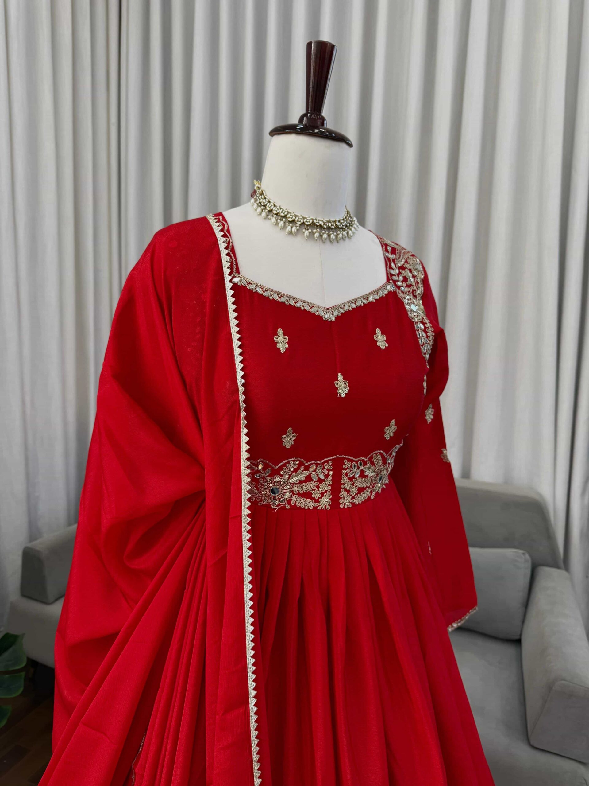 Chinon top-bottom-dupatta with real mirror Chinon top-bottom-dupatta with real mirror