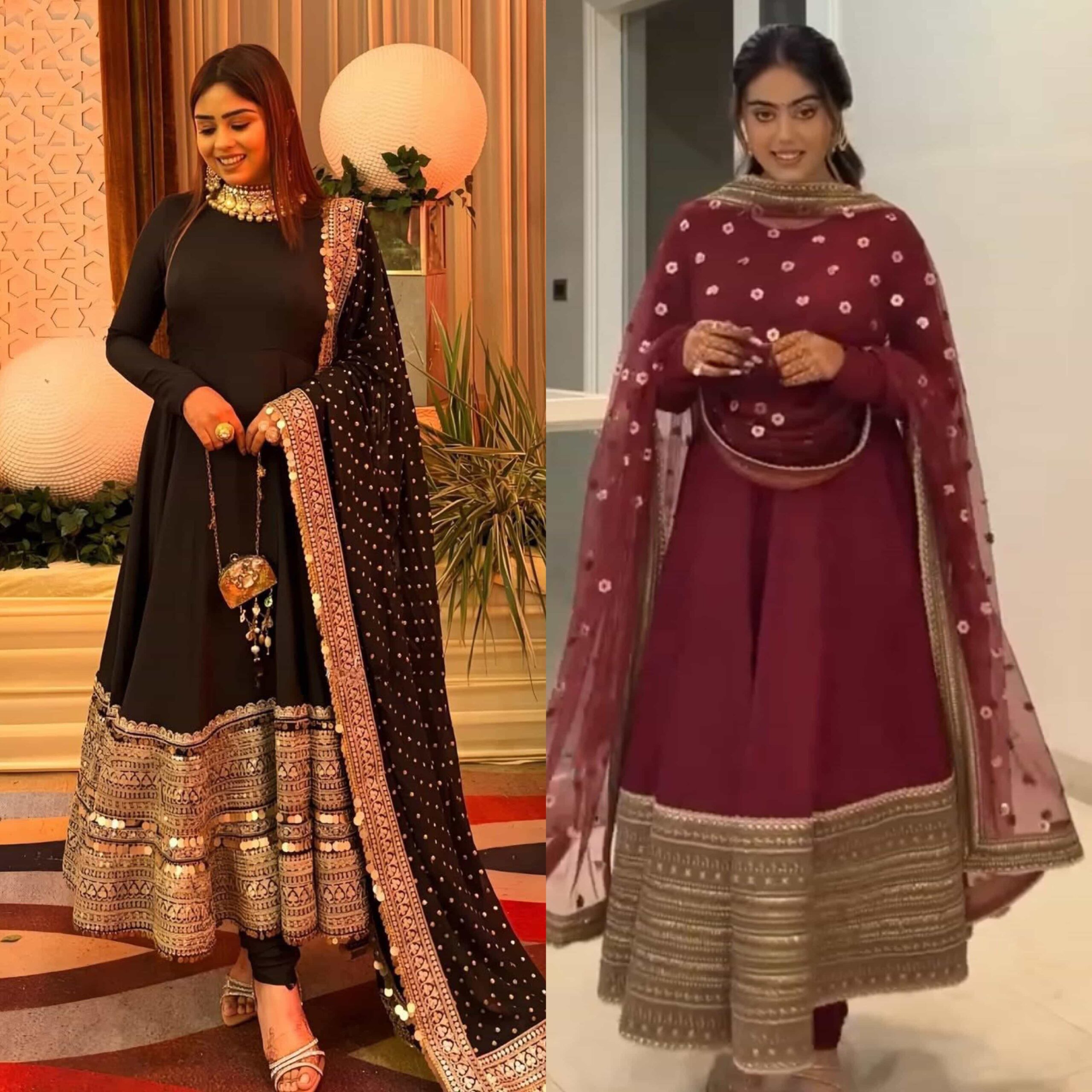 Heavy Roman Silk Designer Gown with Dupatta & Bottom Heavy Roman Silk Designer Gown with Dupatta & Bottom