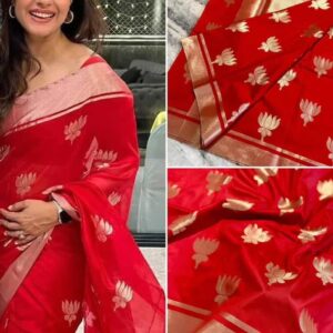Kajol Inspired Banarasi Soft Katan Silk Saree – Full Zari Lotus Buta