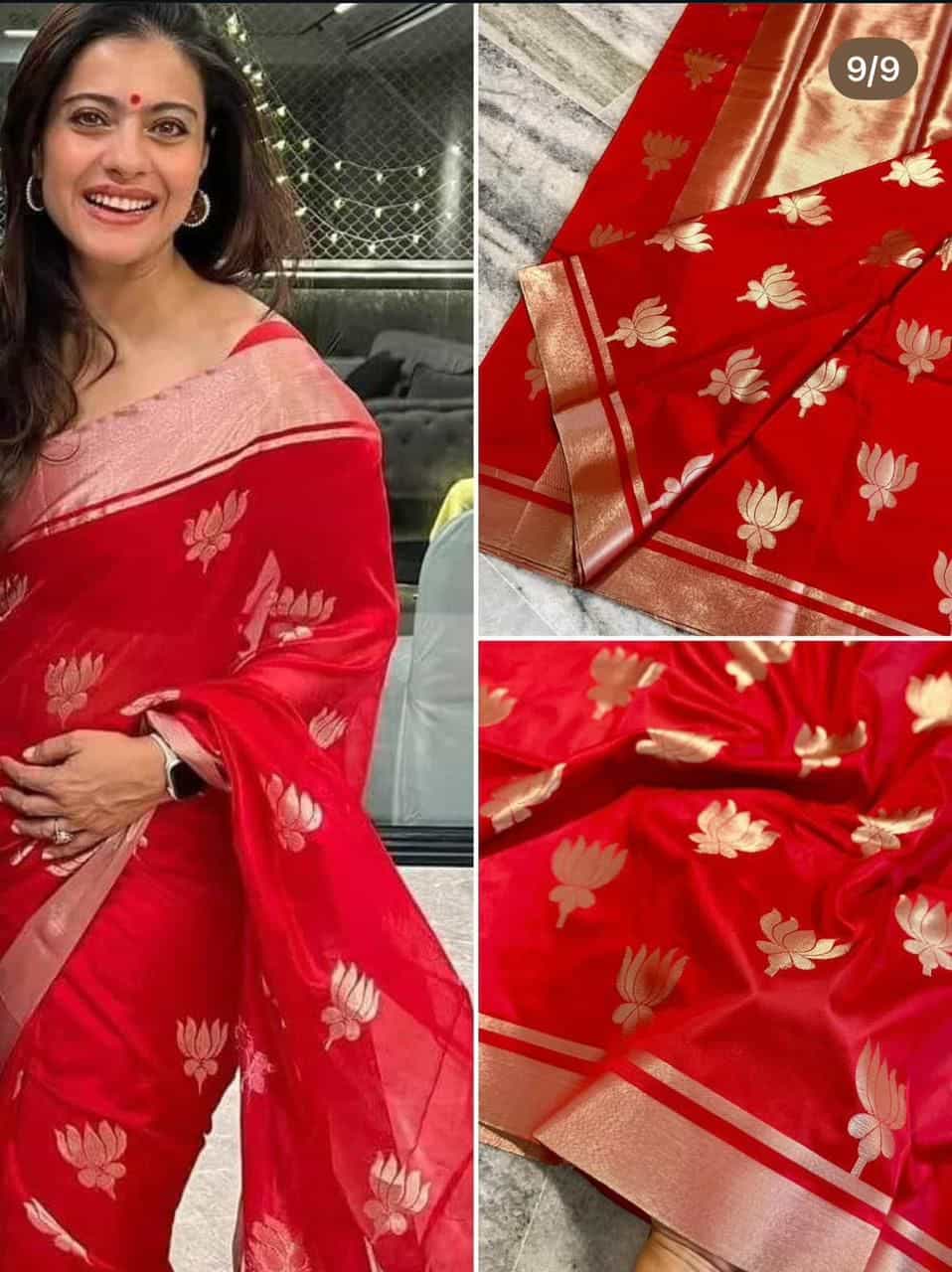 Kajol Inspired Banarasi Soft Katan Silk Saree – Full Zari Lotus Buta Kajol Inspired Banarasi Soft Katan Silk Saree – Full Zari Lotus Buta