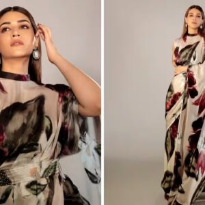 Kriti Sanon Saree – Premium Japan Satin Digital Print Saree with Blouse