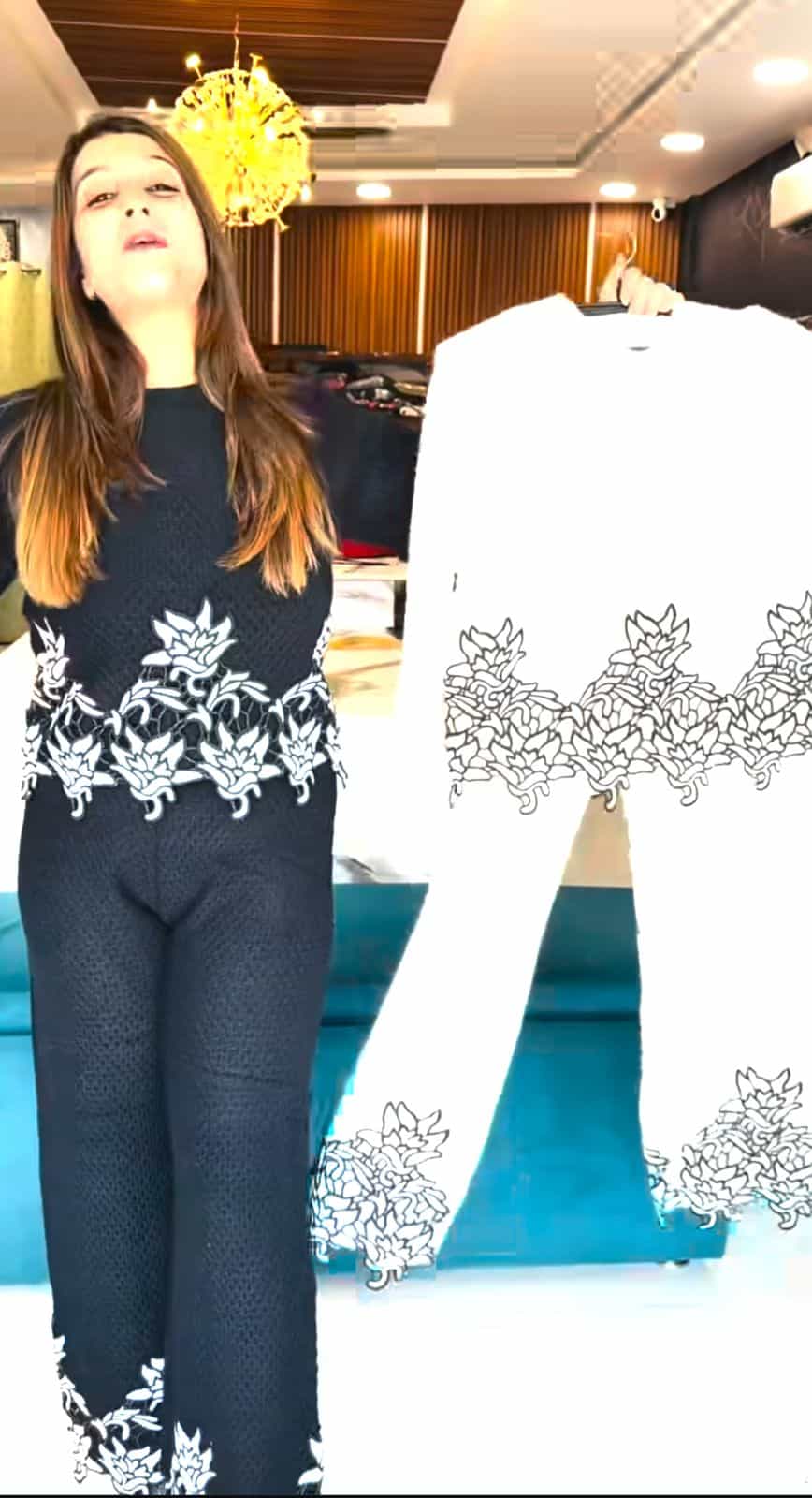 Luxurious embroidered woolen coord set