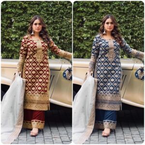 faux georgette chain stitch suit