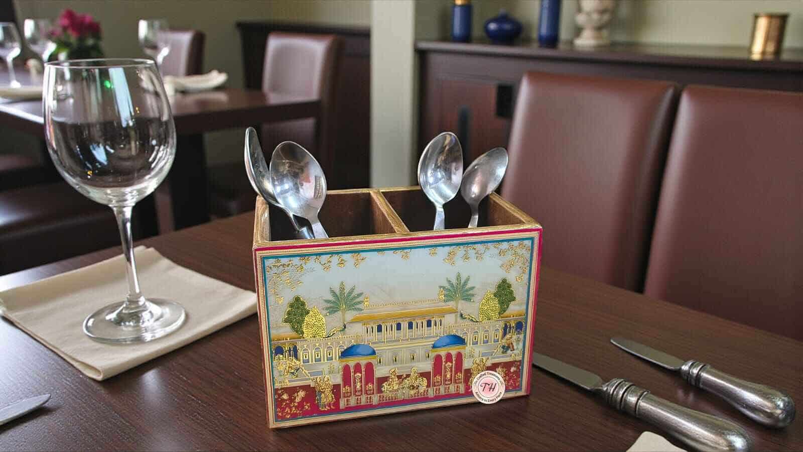 Wooden Cutlery Multipurpose Holder 2026 – Gold Foil Epoxy Luxury Organizer 2 <p dir="auto">Elevate your table setting with this elegant Wooden Cutlery Multipurpose Holder finished in shimmering gold foil and epoxy resin. Perfect 6×4 inch size for spoons, forks, knives, makeup brushes or desk essentials – luxury meets functionality!</p> Wooden Cutlery Multipurpose Holder 2026 – Gold Foil Epoxy Luxury Organizer - Image 2