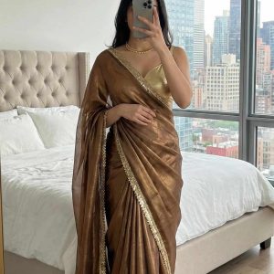 pre draped saree with leather blouse