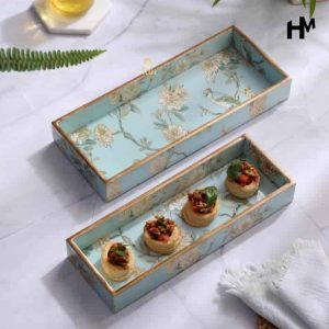 wooden tray set of 2