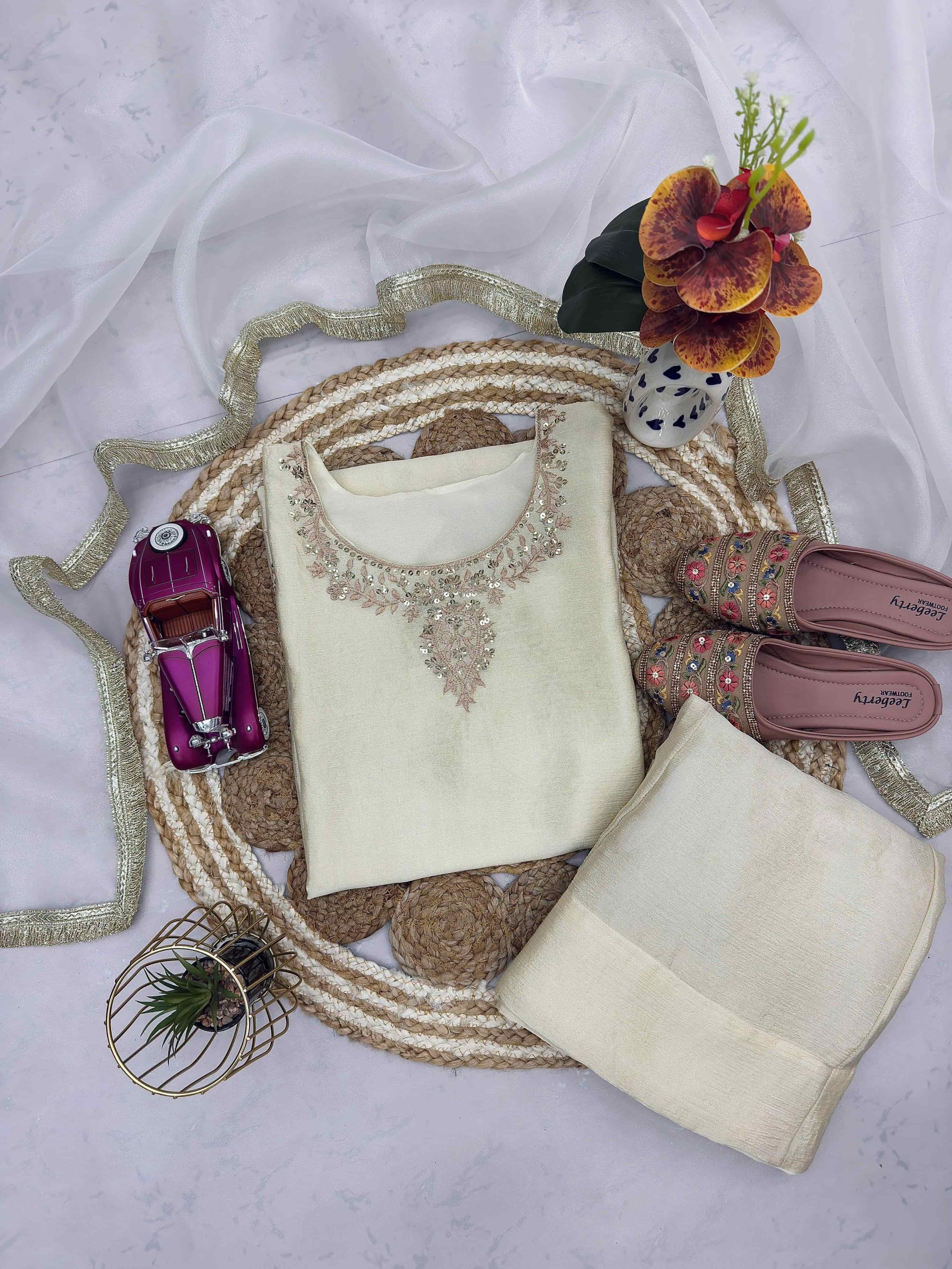 heavy chinon silk suit,