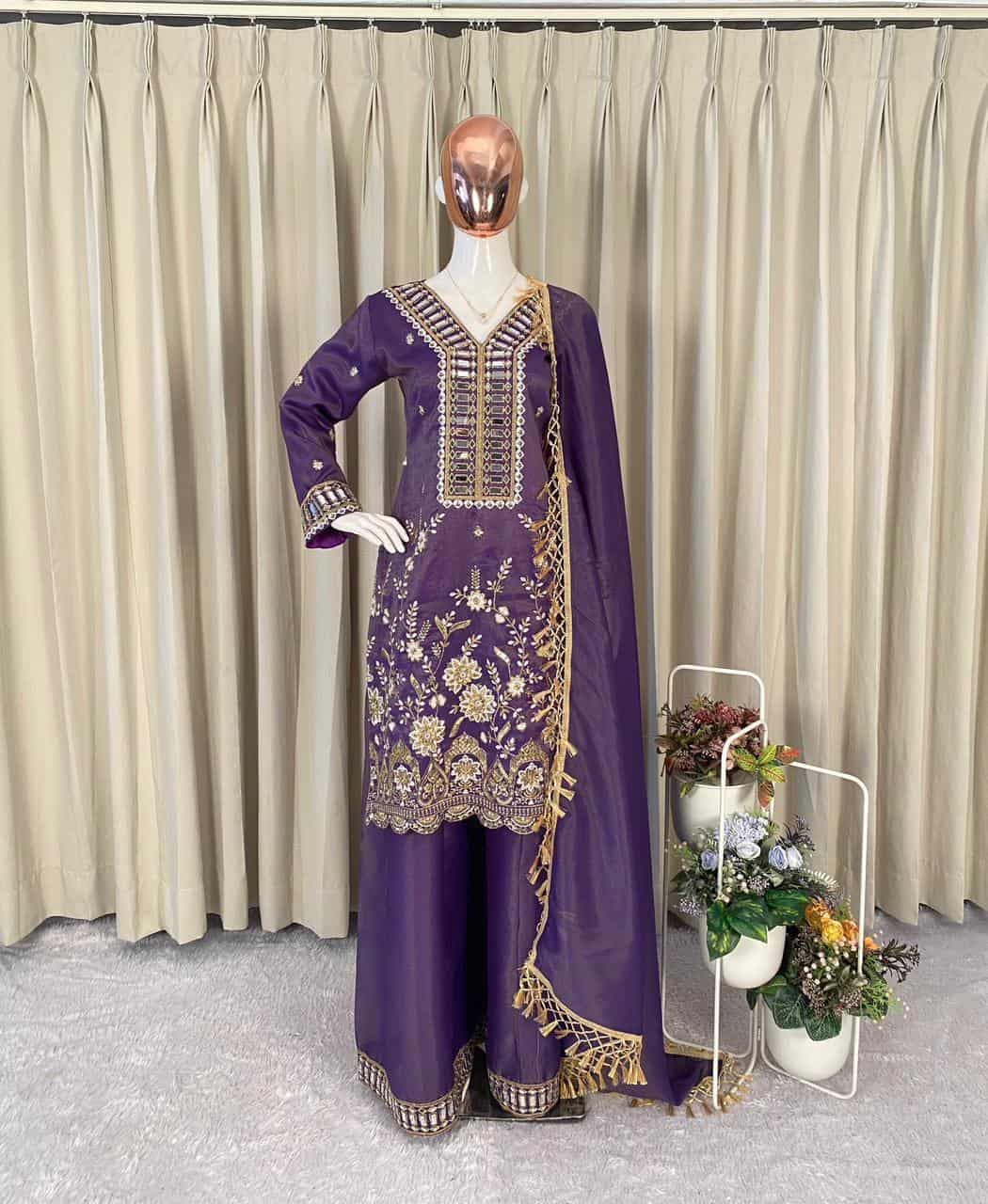 real mirror embroidery kurti