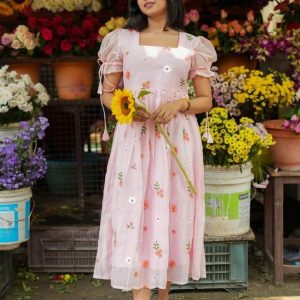 Ayana Floral Chanderi Cotton Maxi