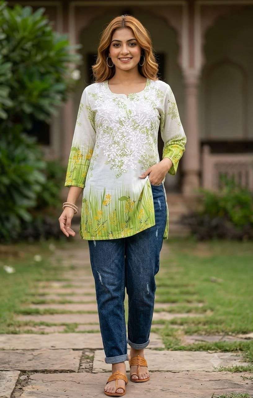 Lucknowi Chikankari Georgette Short Kurti 2026 | Short Tops with Inner | Youteek 2 Stylish Lucknowi Chikankari Georgette Short Tops with Inner for a graceful look. Perfect length and beautiful embroidery. Lucknowi Chikankari Georgette Short Kurti 2026 | Short Tops with Inner | Youteek - Image 2