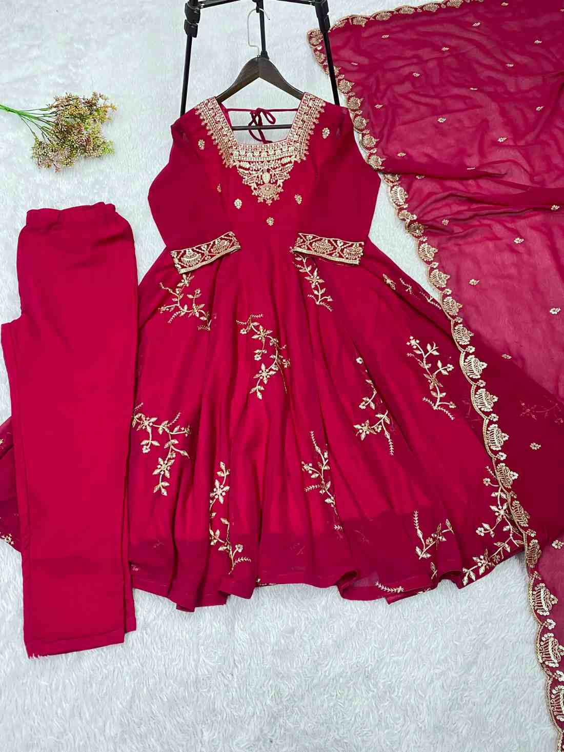Sequence Embroidery Georgette Anarkali Gown 2026 - Timeless Grace Modern Muse 3 TIMELESS GRACE, MODERN MUSE. NOW AVAILABLE IN 4 COLOURS. REAL MODELLING of Sequence Embroidery Georgette Anarkali Gown with Pant & Dupatta in premium Fox Georgette. Heavy Sequence Embroidery Work on Kurti & Dupatta. Perfect 3-piece set to glam up your next celebration. Sequence Embroidery Georgette Anarkali Gown 2026 - Timeless Grace Modern Muse - Image 3