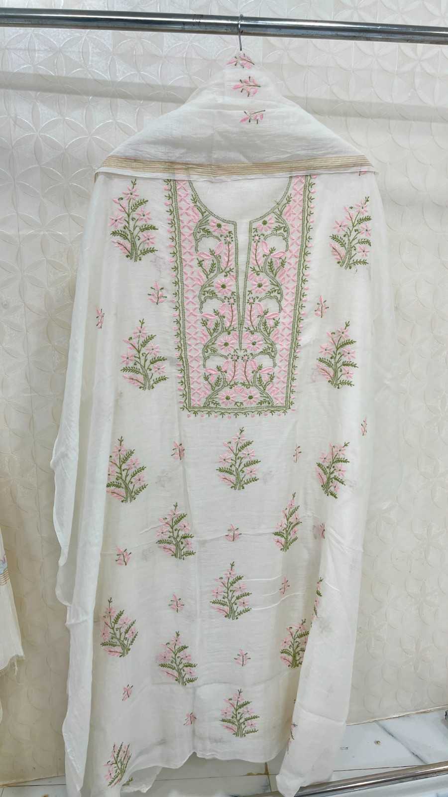 Hand Embroidered Mul Chanderi Chikankari Suit 2026 | Pure Soft 3 Pc Kurta Dupatta Set with Santoon Bottom - Youteek 3 Elevate your ethnic wardrobe with this stunning Hand Embroidered Mul Chanderi Chikankari Suit featuring delicate artistry on pure soft mul chanderi fabric. Complete with matching dupatta and soft santoon bottom, this off-white 100% dyeable 3 Pc set offers timeless elegance and versatility. Hand Embroidered Mul Chanderi Chikankari Suit 2026 | Pure Soft 3 Pc Kurta Dupatta Set with Santoon Bottom - Youteek - Image 3