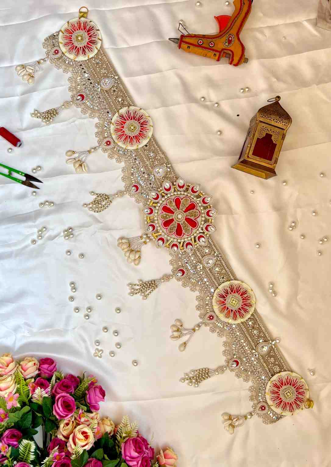 Handcrafted Bandhanwar Toran 40 Inch 2026 | Foldable Embroidered Design | Youteek 1 Make every entrance unforgettable with this exquisitely handcrafted Bandhanwar Toran featuring intricate embroidery, shimmering embellishments, and elegant pearl hangings. Foldable 40" design perfect for doors and pooja spaces handcrafted bandhanwar toran
