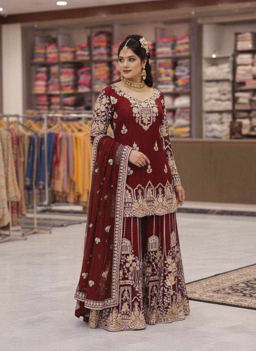 Heavy Faux Georgette Kurti Palazzo Set 2026 Eid Special 4 <p dir="auto">Most Viral Eid Design LC 1458 Heavy Faux Georgette Kurti Palazzo Set with Zari & 5mm sequins embroidery. Fully stitched M-3XL with flared palazzo & dupatta – perfect festive elegance.</p> Heavy Faux Georgette Kurti Palazzo Set 2026 Eid Special - Image 4