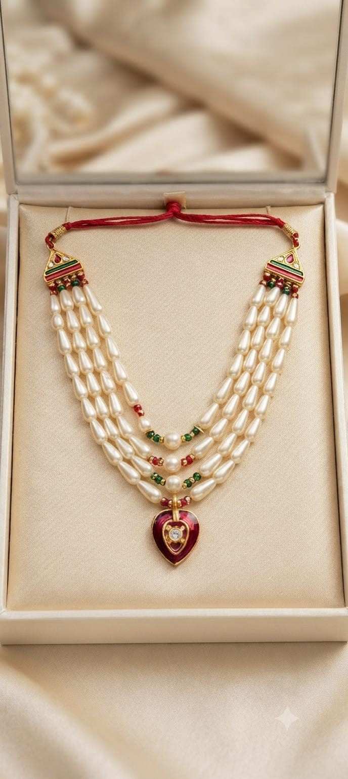 Laddu Gopal Moti Mala 4-5 No | Authentic Pearl Necklace | Youteek 3 Elegant Laddu Gopal Moti Mala crafted with lustrous pearls for 4-5 No. idols. Adds divine charm and simplicity to your Laddu Gopal Ji’s daily look. Laddu Gopal Moti Mala 4-5 No | Authentic Pearl Necklace | Youteek - Image 3