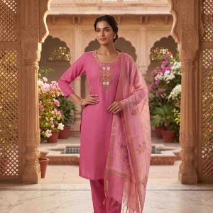 Light Pink Kurti Pant Dupatta Set