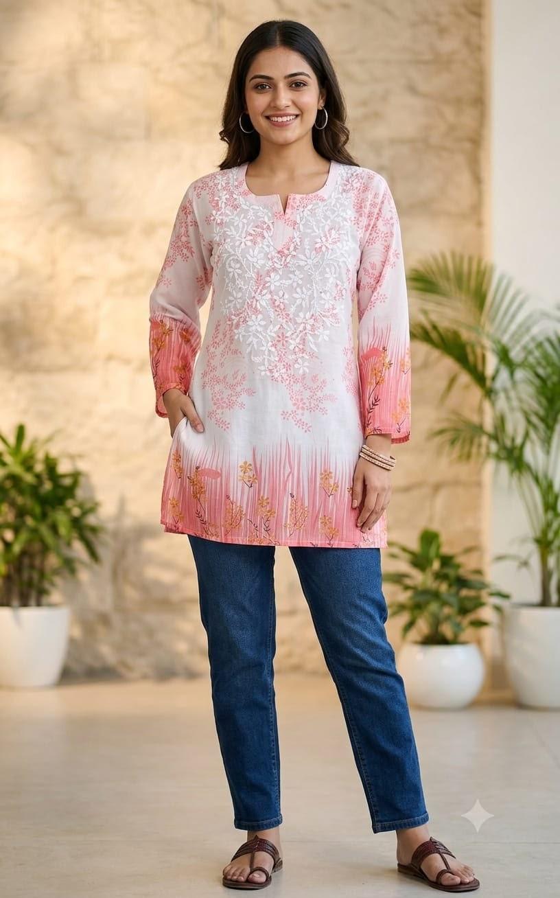 Lucknowi Chikankari Georgette Short Kurti 2026 | Short Tops with Inner | Youteek 4 Stylish Lucknowi Chikankari Georgette Short Tops with Inner for a graceful look. Perfect length and beautiful embroidery. Lucknowi Chikankari Georgette Short Kurti 2026 | Short Tops with Inner | Youteek - Image 4