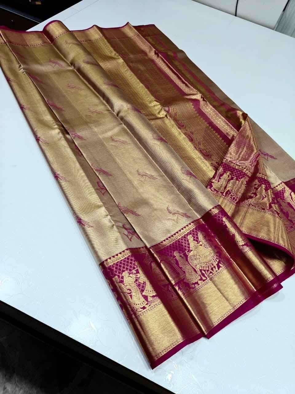 Pure Kanchipuram Silk Saree 2026 2G Pure Jari Bridal | Silk Mark Certified 2 <p dir="auto">Pure Kanchipuram Silk Saree Handwoven with 2G Pure Jari for Exclusive Bridal Collection. Premium quality silk with rich traditional elegance and stunning zari work. Perfect for weddings, bridal functions and grand celebrations with authentic Kanchipuram craftsmanship and luxurious appeal.</p> Pure Kanchipuram Silk Saree 2026 2G Pure Jari Bridal | Silk Mark Certified - Image 2