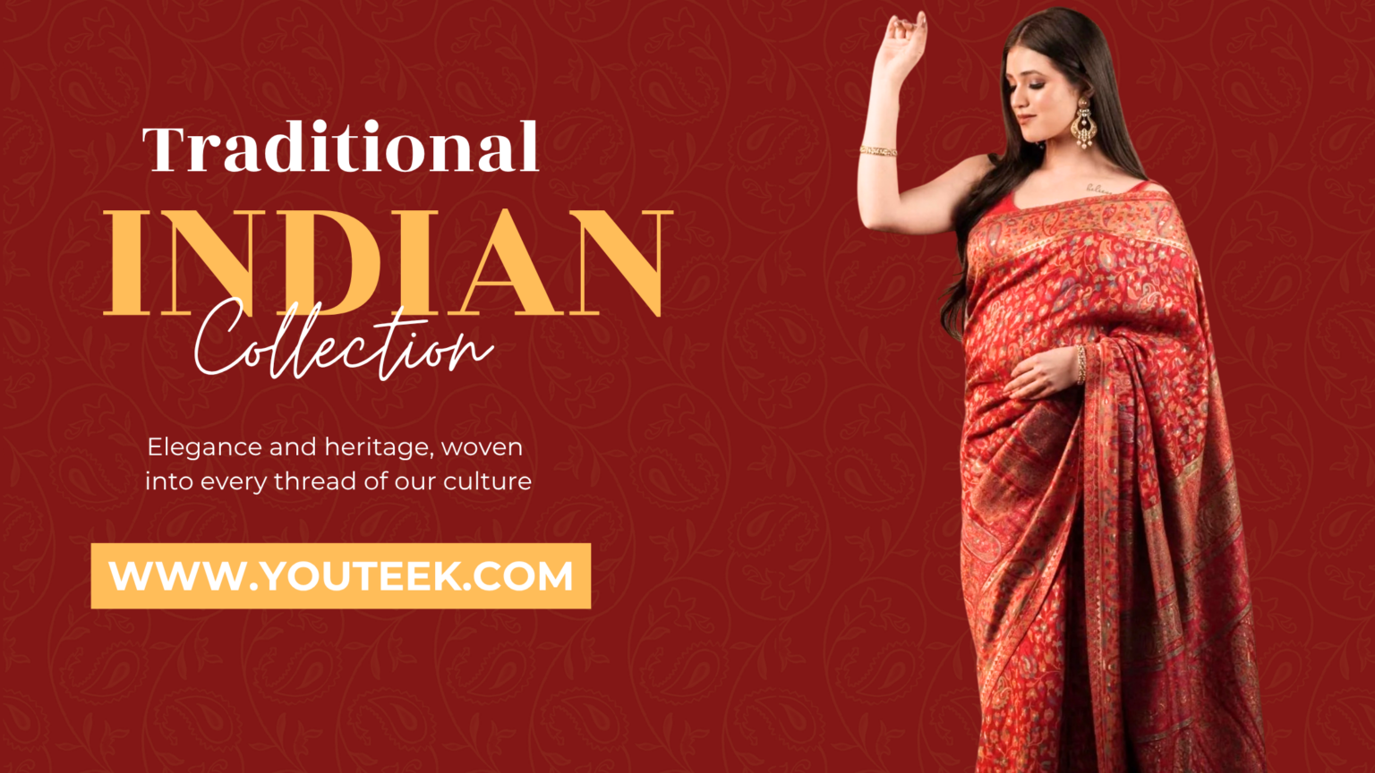 Red And Orange Indian Traditional Wear Blog Banner With Photo