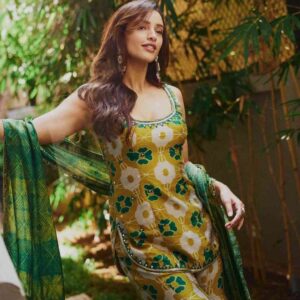 Tripti Dimri Green Chinon Silk Co Ord Set 2026 Trending