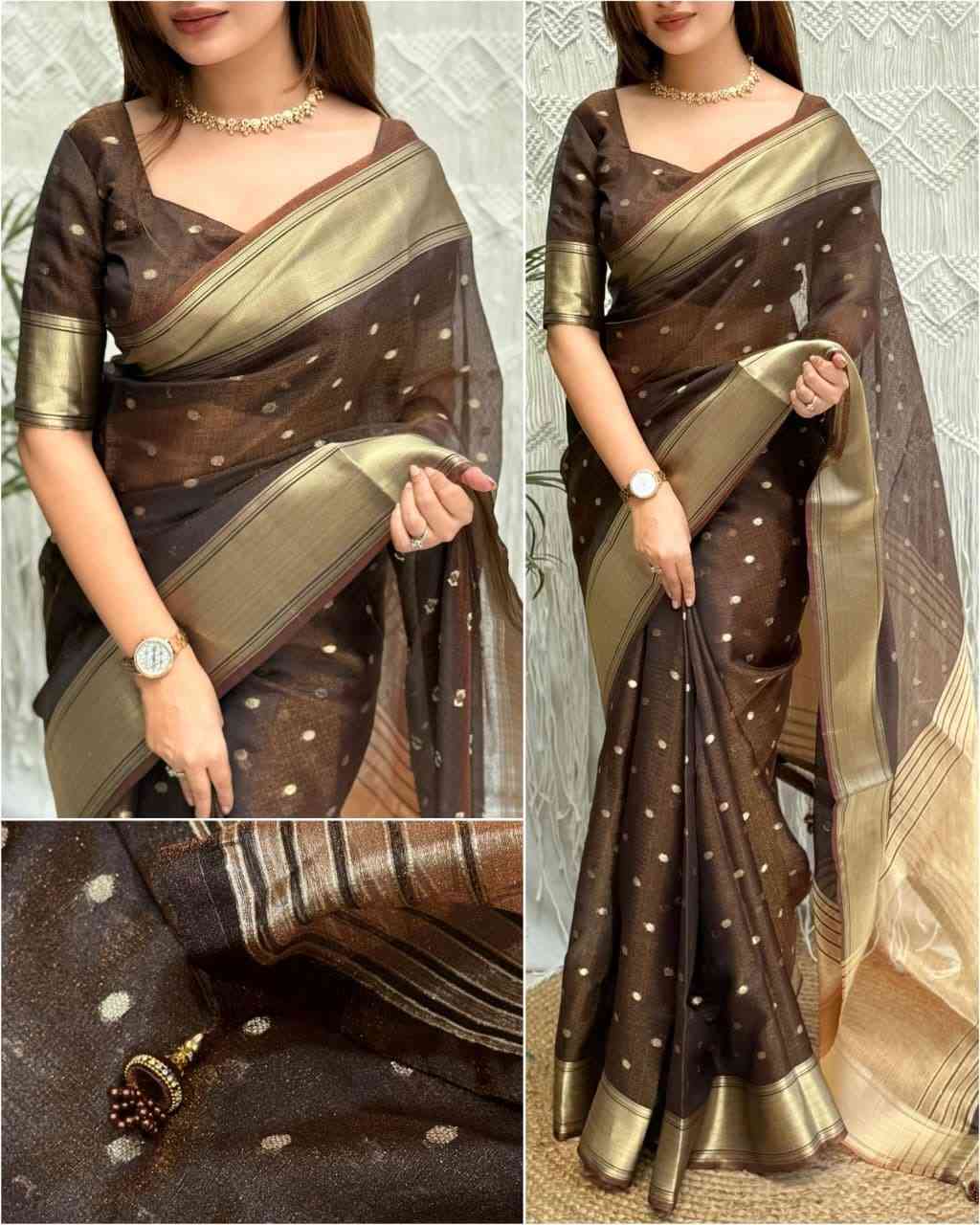 Banarasi organza silk saree 2026 - Elegant Festive Grace | Youteek 5 Simple yet elegant Banarasi Organza Silk Saree 2026 Design Surili with Zari Jacquard Pallu, Pearl Tassels & 6.4m length including running blouse. Perfect for festive celebrations. Limited flash sale stock! Banarasi organza silk saree 2026 - Elegant Festive Grace | Youteek - Image 5