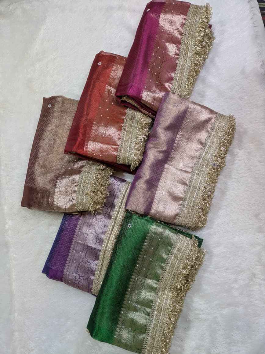 Banarasi tissue mirror work saree 2026 Royal Glamour & Festive Elegance 6 <p dir="auto">Discover the trending viral banarasi tissue mirror work saree featuring premium lightweight tissue with red zari, stone, moti, and stunning mirror work pallu. Perfect for weddings and royal celebrations. Ready to dispatch!</p> Banarasi tissue mirror work saree 2026 Royal Glamour & Festive Elegance - Image 6