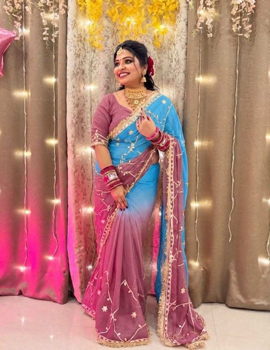 Charkhi gotta work saree 2026 - Viral Royal Elegance | Youteek 1 Most Viral Original Hand Charkhi Gotta Work Saree 2026 in Pure Chiffon with Sabhyasachi Lace (5.5 Meters) and Contrast Blouse. Trending royal ethnic wear ready to dispatch. Limited flash sale stock! charkhi-gotta-work-saree