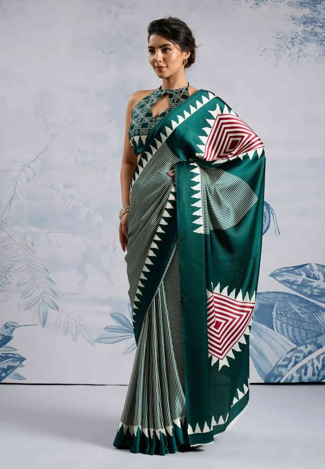 Modal silk digital print saree 2026 - Elegant Festive Drape | Youteek 2 Premium Modal Silk Digital Print Saree 2026 with 6.30m length and matching 0.9m digital print blouse. Vibrant designs without tassels for elegant festive drape. Limited flash sale stock! Modal silk digital print saree 2026 - Elegant Festive Drape | Youteek - Image 2