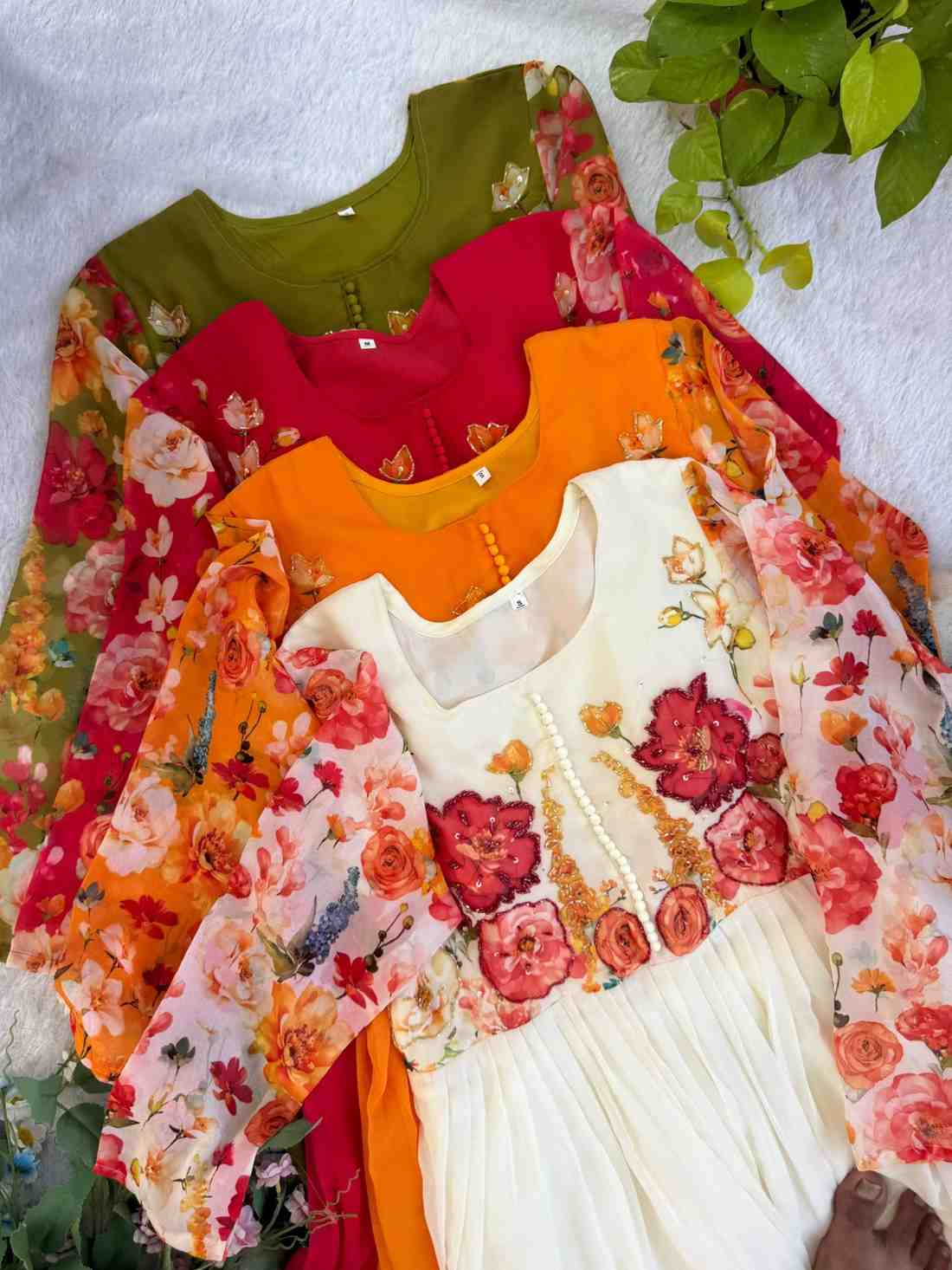 Fox Georgette Gown with Taby Silk Dupatta 2 <p dir="auto">Stunning fox georgette gown with taby silk dupatta DN-544 featuring heavy fox georgette fabric with handwork neck and sleeves, paired with heavy crepe pant and taby silk digital print dupatta with embroidery sequence work border.</p> Fox Georgette Gown with Taby Silk Dupatta - Image 2