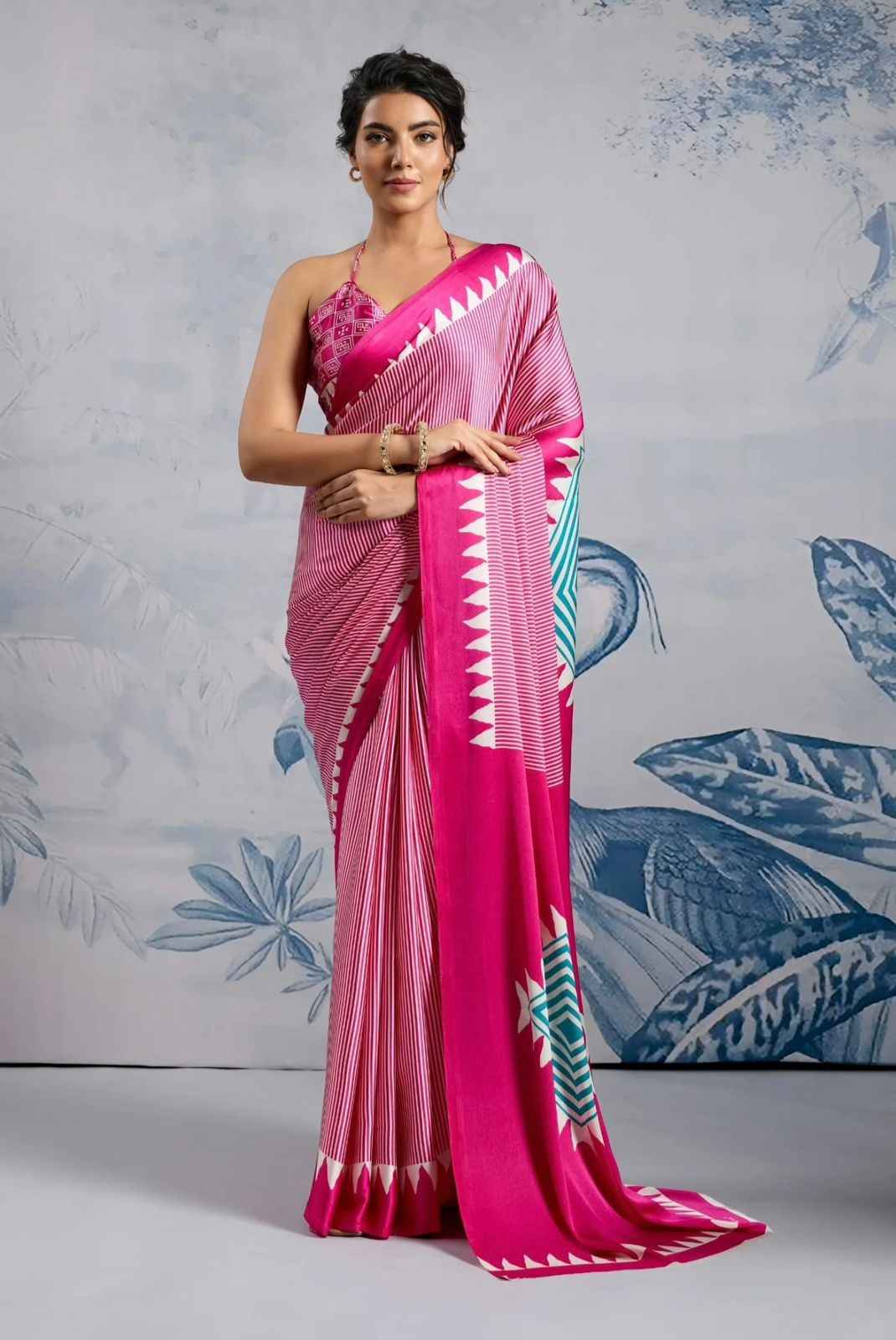 Modal silk digital print saree 2026 - Elegant Festive Drape | Youteek 1 Premium Modal Silk Digital Print Saree 2026 with 6.30m length and matching 0.9m digital print blouse. Vibrant designs without tassels for elegant festive drape. Limited flash sale stock! modal-silk-digital-print-saree