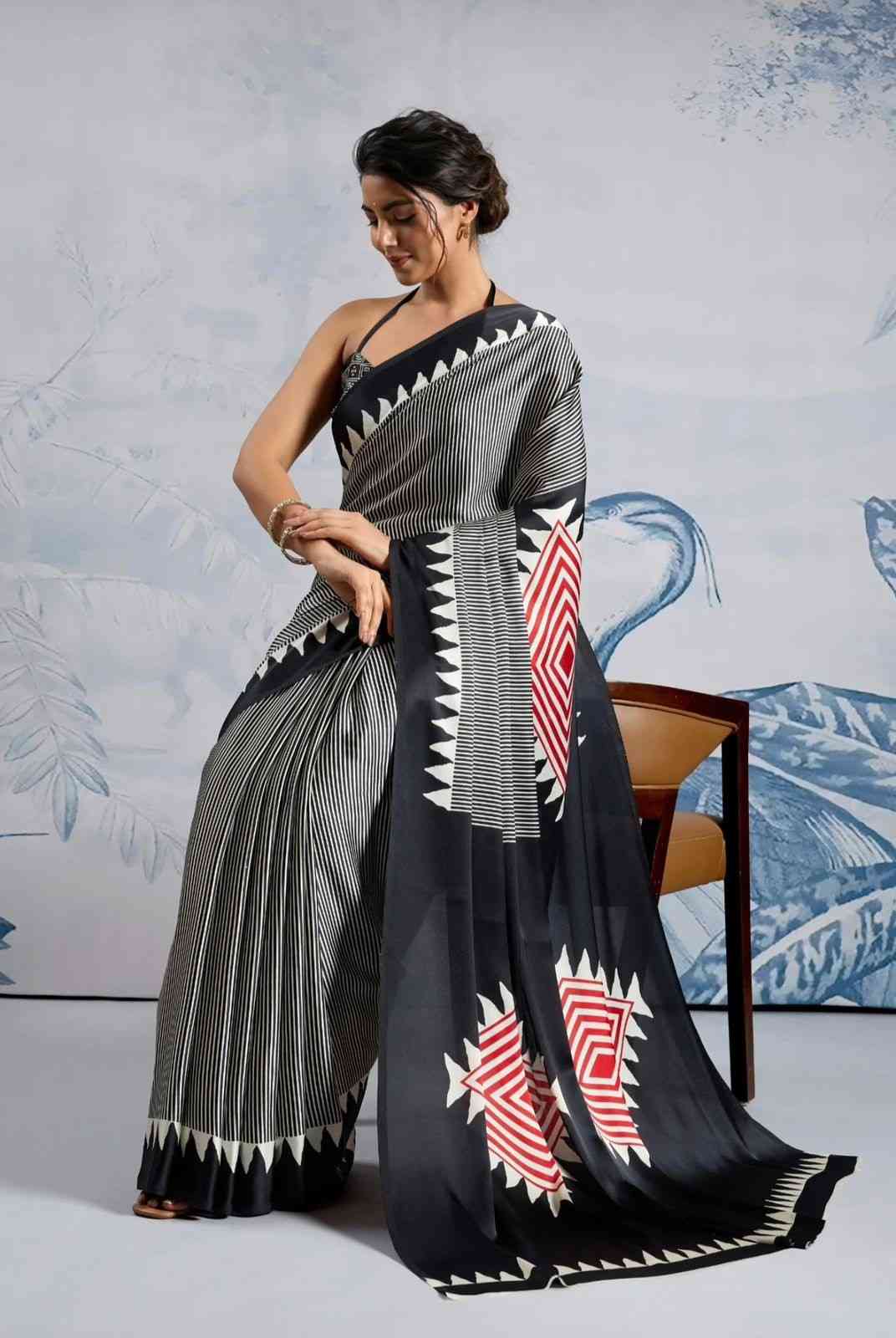 Modal silk digital print saree 2026 - Elegant Festive Drape | Youteek 5 Premium Modal Silk Digital Print Saree 2026 with 6.30m length and matching 0.9m digital print blouse. Vibrant designs without tassels for elegant festive drape. Limited flash sale stock! Modal silk digital print saree 2026 - Elegant Festive Drape | Youteek - Image 5