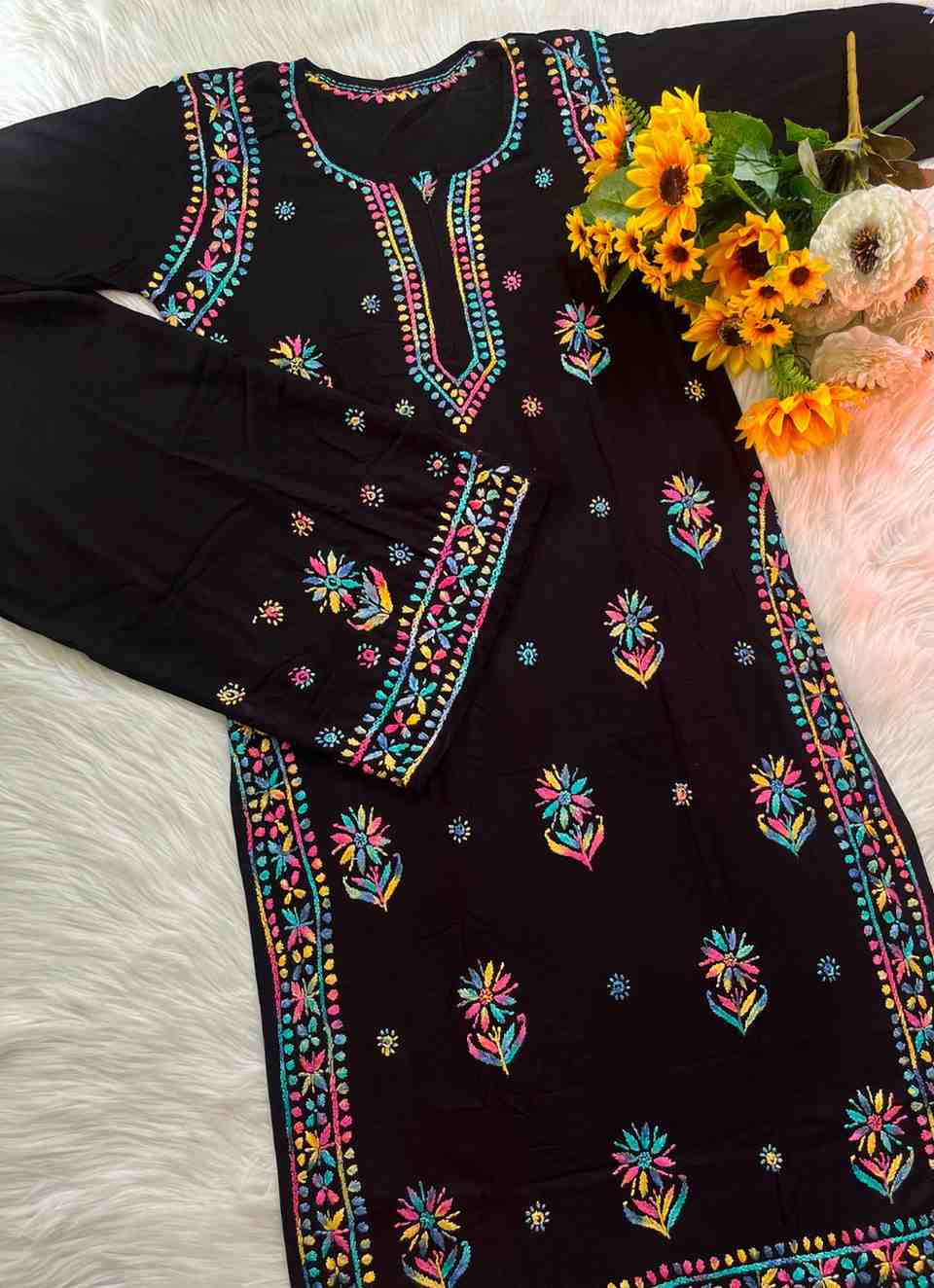Black Rayon Kurti Palazzo Set 2026 | Timeless Elegance & All-Day Comfort | Youteek 2 🖤 Classic Black, Timeless Elegance. Premium Rayon Set with beautiful Multi Work that blends comfort with effortless style. Perfect for every occasion. ✨ Premium Heavy Rayon Fabric | Kurti Length: 46” | Palazzo Length: 39” | Sizes 36 to 44. Black Rayon Kurti Palazzo Set 2026 | Timeless Elegance & All-Day Comfort | Youteek - Image 2