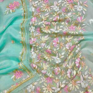 hand work parso gara organza suit