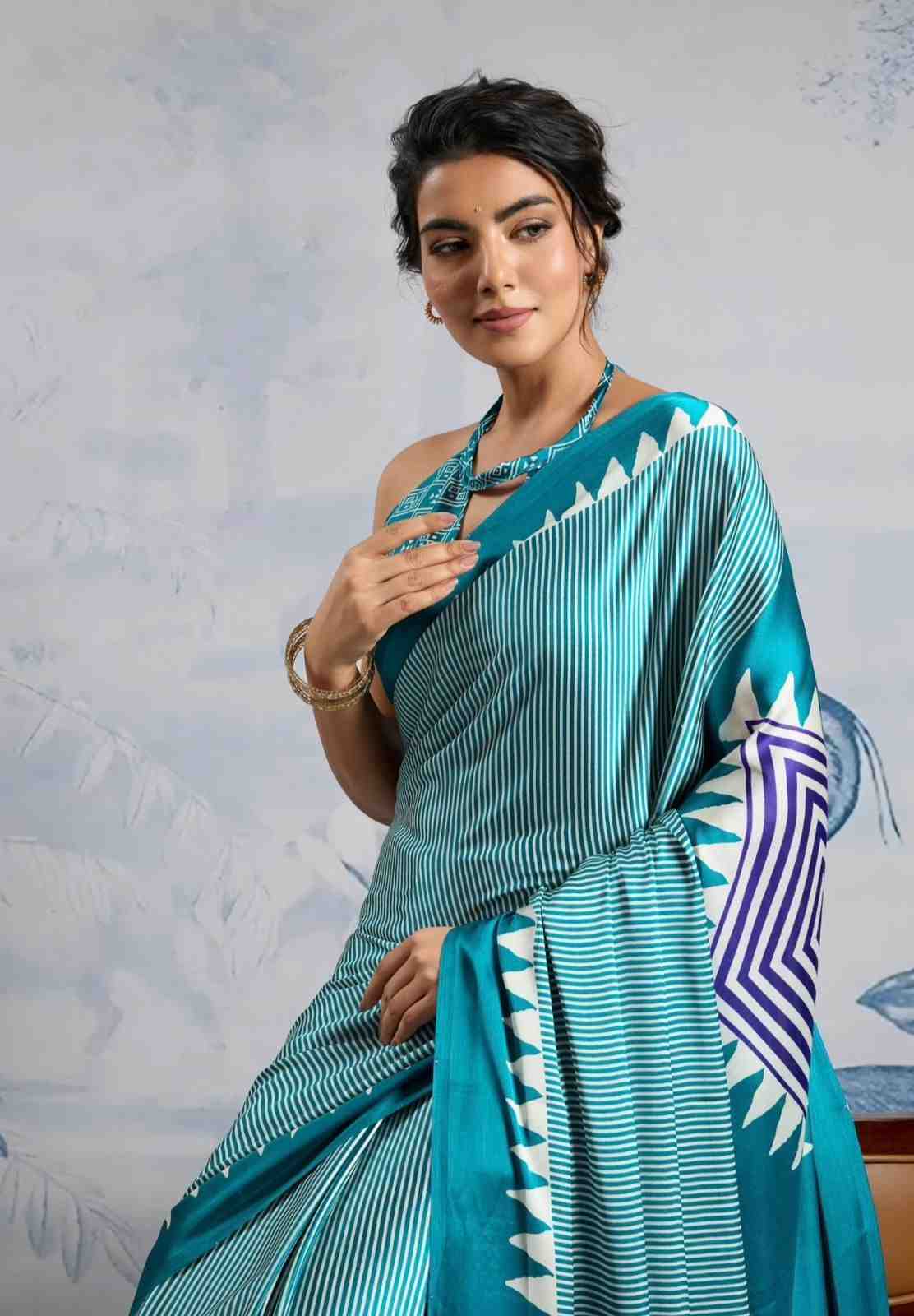 Modal silk digital print saree 2026 - Elegant Festive Drape | Youteek 3 Premium Modal Silk Digital Print Saree 2026 with 6.30m length and matching 0.9m digital print blouse. Vibrant designs without tassels for elegant festive drape. Limited flash sale stock! Modal silk digital print saree 2026 - Elegant Festive Drape | Youteek - Image 3
