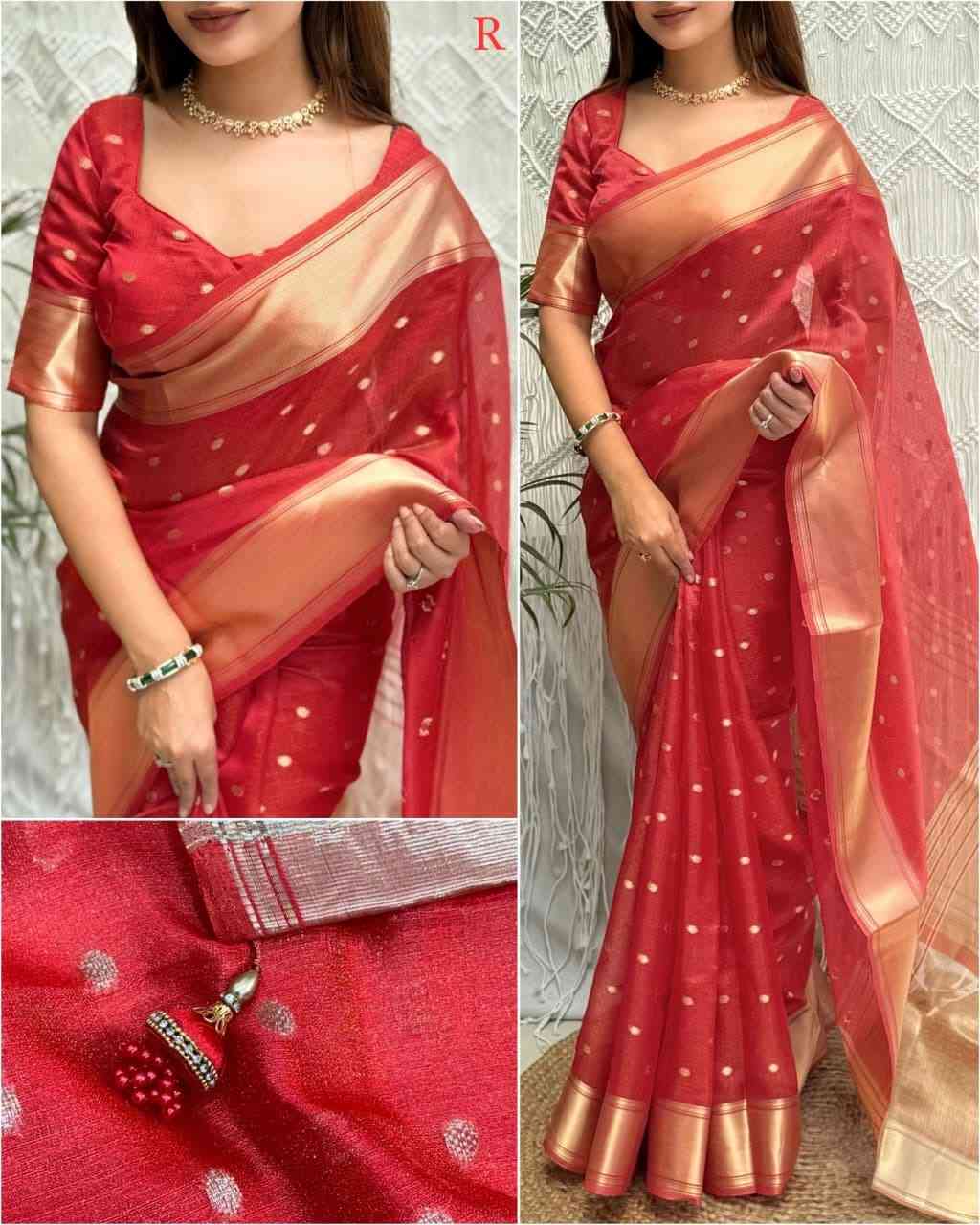 Banarasi organza silk saree 2026 - Elegant Festive Grace | Youteek 4 Simple yet elegant Banarasi Organza Silk Saree 2026 Design Surili with Zari Jacquard Pallu, Pearl Tassels & 6.4m length including running blouse. Perfect for festive celebrations. Limited flash sale stock! Banarasi organza silk saree 2026 - Elegant Festive Grace | Youteek - Image 4