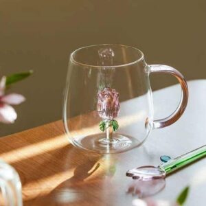 3D Flower Borosilicate Glass Mugs