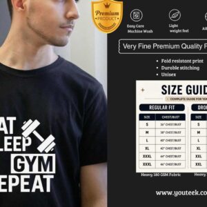 Eat Sleep Gym Repeat Tshirt