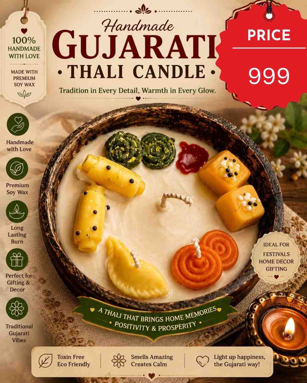 Gujarati Thali Food Shaped Candle 2026 | Scented Decorative Candle | Youteek 1 Celebrate Gujarati flavours with this unique Gujarati Thali Food Shaped Candle. Detailed food-shaped design ideal for decor, Diwali gifts, and festive occasions. Gujarati Thali Food Shaped Candle