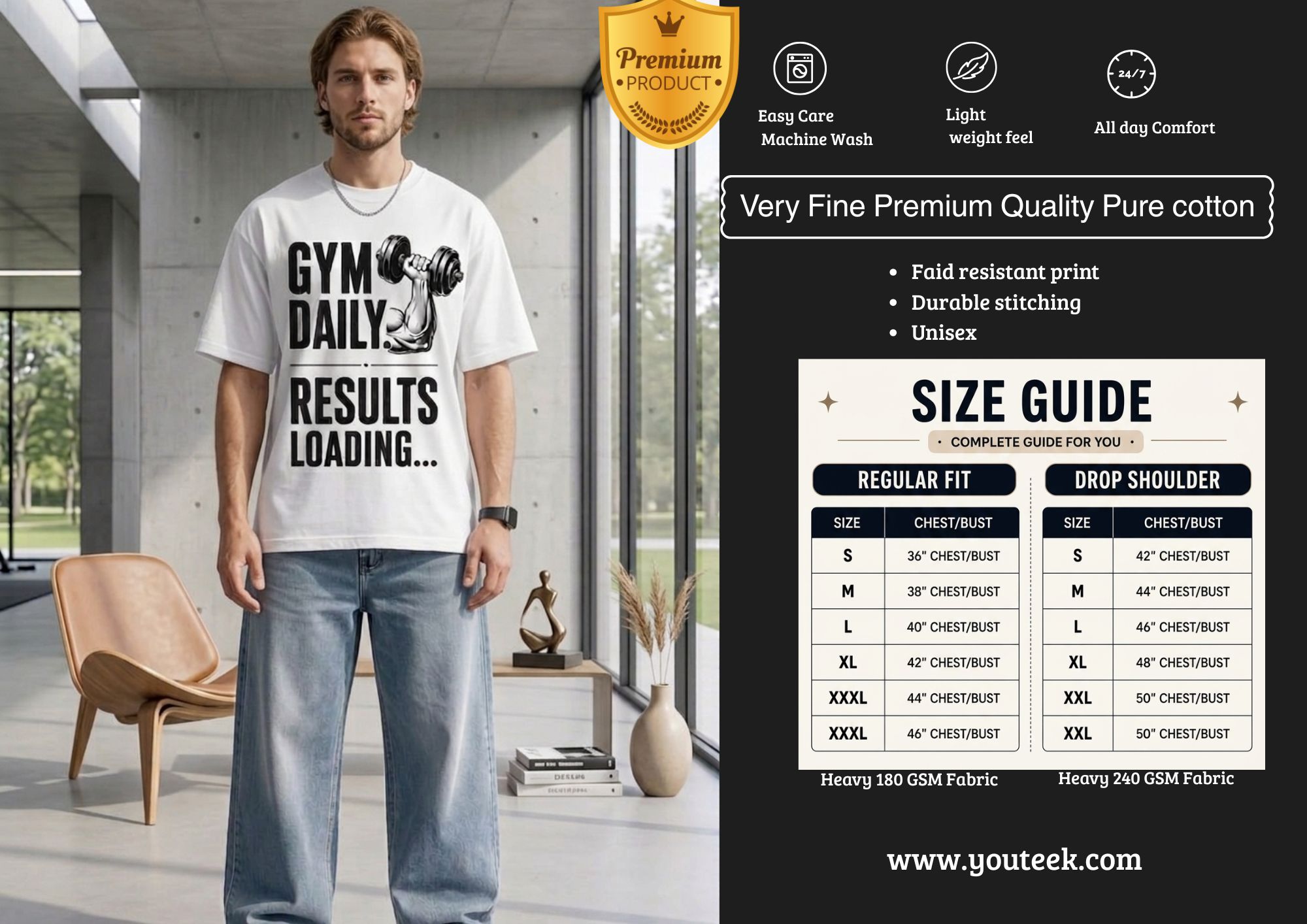 Gym Daily Results Loading Oversized T Shirt 2026 – Gen Z Streetwear Tee | Youteek 1 Funny Gym Daily Results Loading Oversized T Shirt with Gen Z streetwear graphic on soft premium cotton. Relaxed oversized fit perfect for gym sessions, casual wear and everyday street style. Gym Daily Results Loading Oversized T Shirt