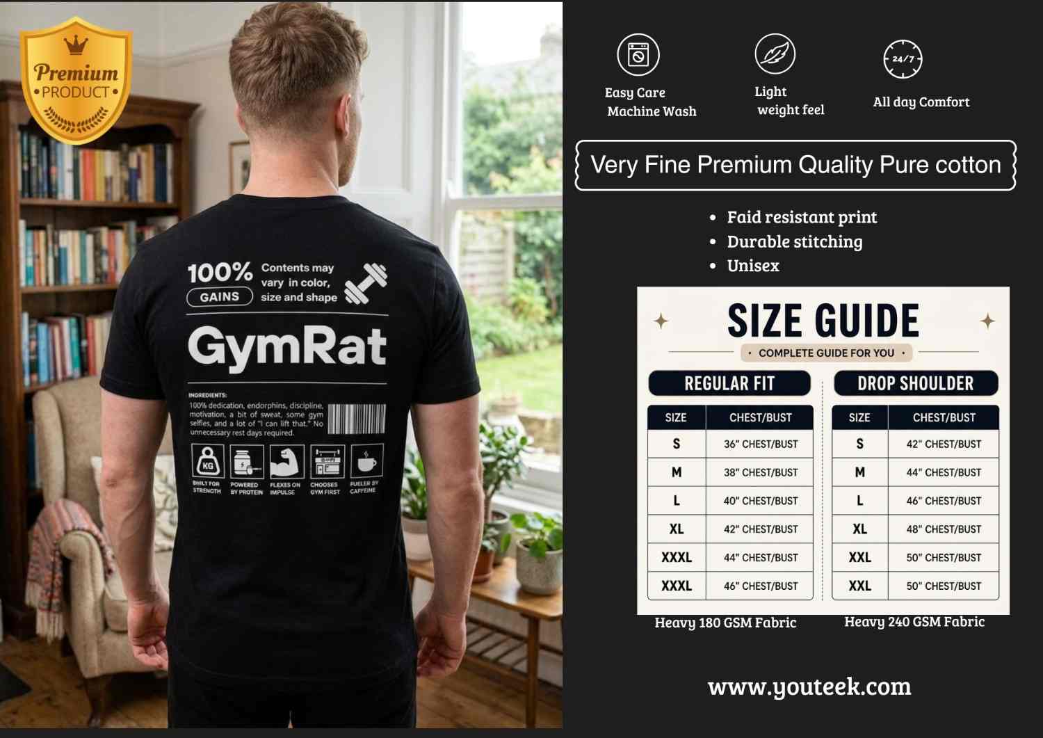 Gym Rat Tshirt 2026 – Soft Cotton Workout Graphic Tee | Youteek 1 <p dir="auto">Soft & breathable Gym Rat Tshirt featuring a bold fitness graphic print on premium cotton fabric. Perfect regular-fit tee for workouts, gym sessions and everyday casual wear.</p> Gym Rat Tshirt
