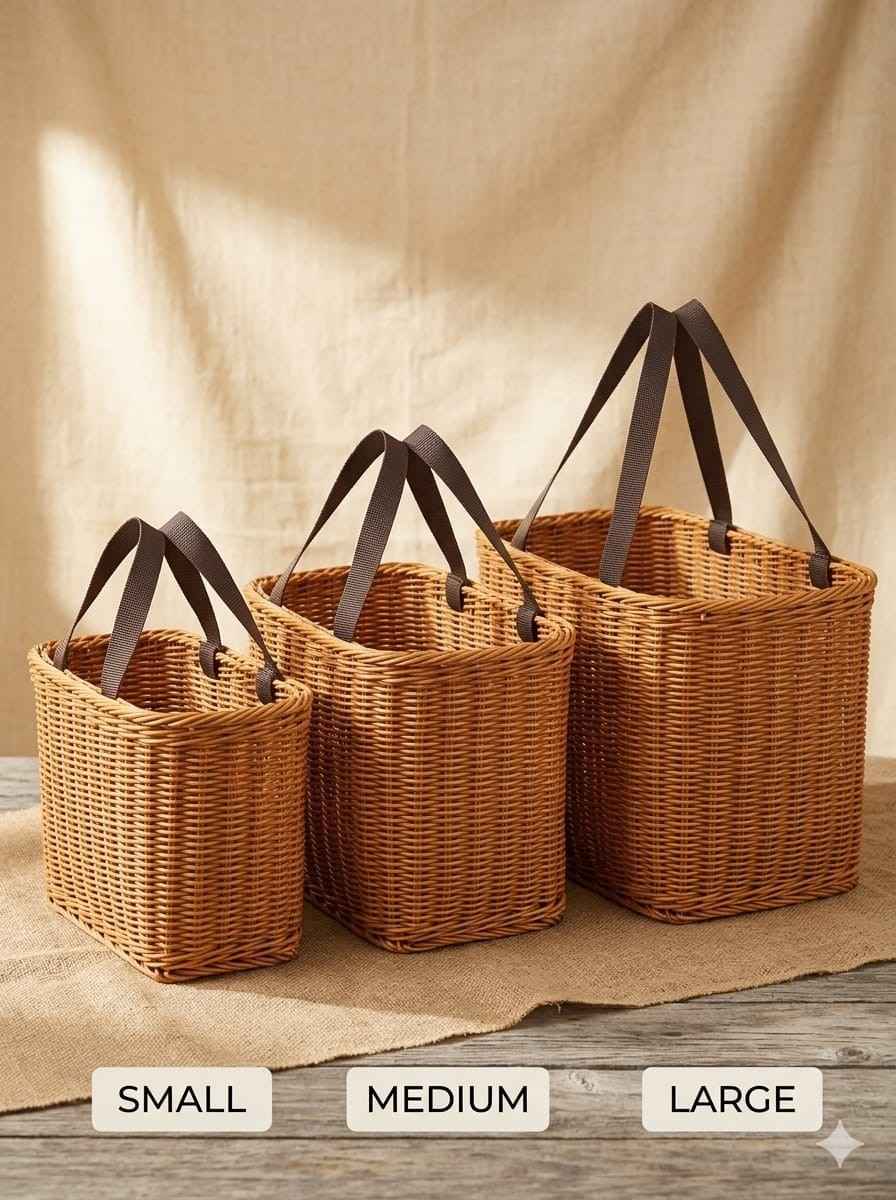 Hand Knitted Rattan Picnic Basket Set of 3 2026 | Premium Storage | Youteek 2 Organize and style your space with this Hand Knitted Rattan Picnic Basket Set of 3. Natural woven baskets perfect for fruits, vegetables, storage, and outdoor use. Hand Knitted Rattan Picnic Basket Set of 3 2026 | Premium Storage | Youteek - Image 2