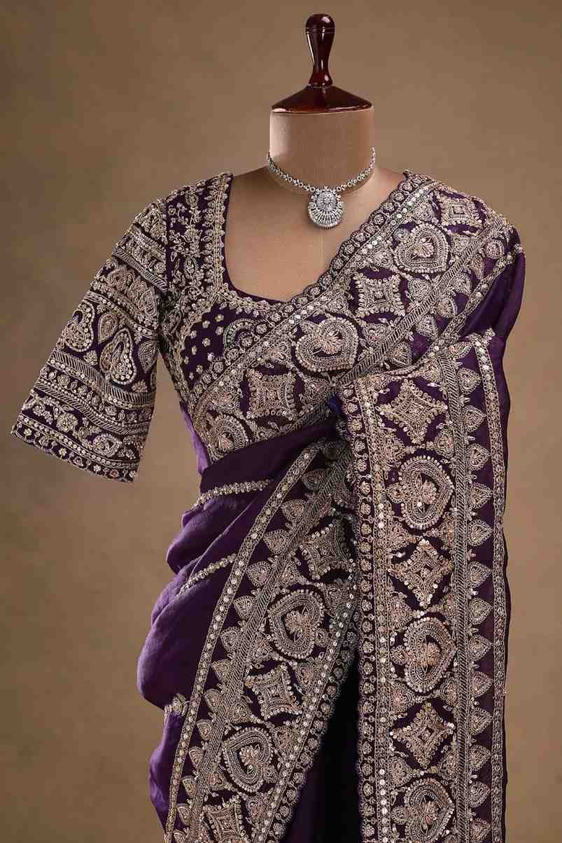 Organza Saree with Readymade Zardosi Blouse 2026 | S to 6XL | Youteek 2 Drape elegance with this Organza Saree with Readymade Zardosi Blouse. Featuring rich handwork and available in sizes S to 6XL for a perfect festive look. Organza Saree with Readymade Zardosi Blouse 2026 | S to 6XL | Youteek - Image 2