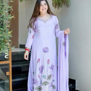 Premium Chinon Hand Work A-Line Kurta Set