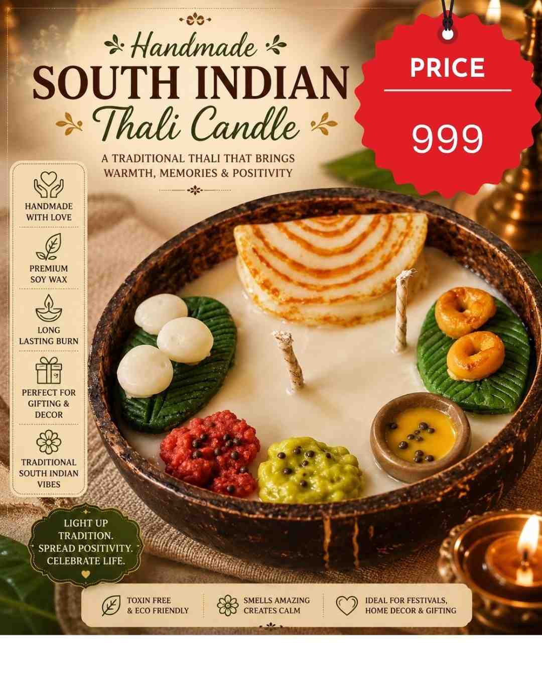 South Indian Thali Food Shaped Candle 2026 | Scented Decor Candle | Youteek 1 Bring South Indian charm home with this unique South Indian Thali Food Shaped Candle. Detailed food-shaped design perfect for decor, gifting, and festive vibes. South Indian Thali Food Shaped Candle