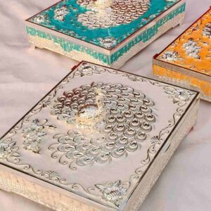 German Silver Peacock Dryfruit Box | 8x7.5 Inch Big Size